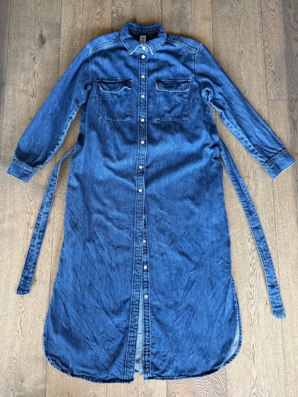 &DENIM Soft Stretch Denim Shirt Dress Belted Size S